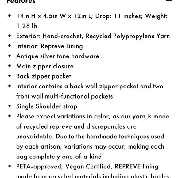 NWOT The Sak Navy Hand-Crochet Bag. Nice zip up pocket on outside.Navy Blue. - Picture 6 of 6